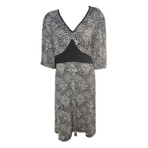 Lane Bryant Dress Womens Plus Size 22/24W Black White Floral Babydoll Tie Back